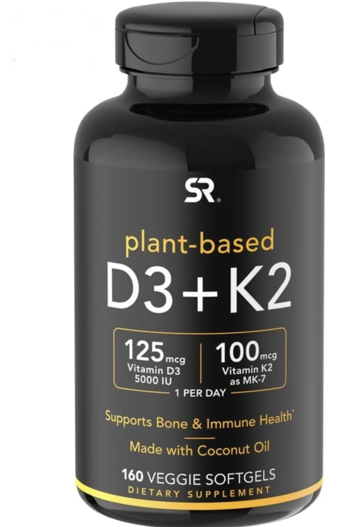 (Pack of 1) 160 Vegan Certified, Non GMO Liquid Softgels rozzunSports Research Vitamin